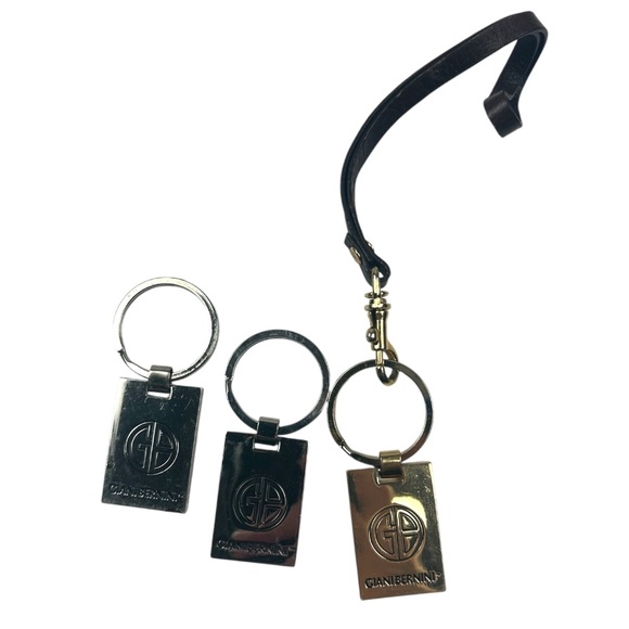 Giani bernini Italy Logo Keychains Silver & Gold Tone w Leather Strap (Lot of 3) - Picture 1 of 4
